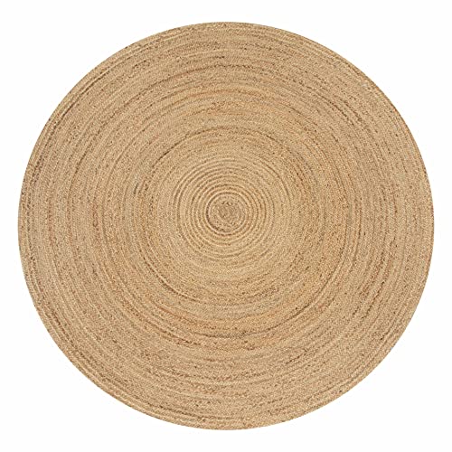THE BEER VALLEY Jute Braided Area Rug 6 Feet Round - Natural - color: Natural, size: 6' (Round)