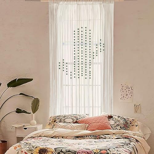 Macrame Curtain Boho Doorway Window Curtain Fiber Art 31" W*70" L - color: Ivory4