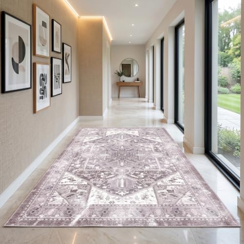 COTPOLY 2' x 3' Washable Runner Rug for Kitchen, Hallway, Entryway & Bathroom | Soft Cotton Blend, Non-Slip Low-Pile Carpet | Pet & Kid Friendly, Foldable Indoor Rug | 12 Size Options - color: Dusty Mauve, size: 2'x3'