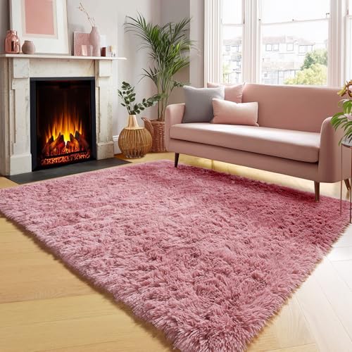 Blush Area Rugs for Bedroom Living Room, Fluffy 4x6 Girls Kids Bedside Rug - color: Blush, size: 4' x 6' (Rectangular)