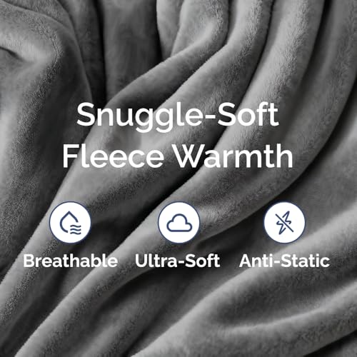 Fleece Blanket Kids Size - Ultra-Soft Flannel Fleece Blanket - Dark Grey - color: 14 - Dark Grey, size: Kids (43" x 55")
