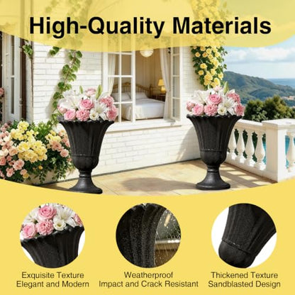 NicBex 24" Tall Urn Planters for Outdoor Plants Set of 2 - Black Petal - color: Black