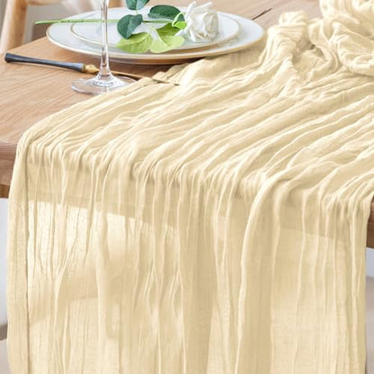 Cheesecloth Table Runner 10FT Beige Boho Gauze Rustic Sheer Runners - color: Beige, size: 1 Pack