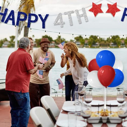 ZJDHPTY 4Set Red White and Blue Balloon Stand Patriotic Decorations - color: Red Blue White 4
