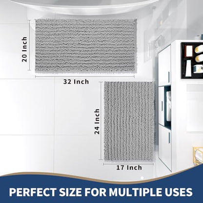 Yimobra Bathroom Rugs Sets 2 Piece, Super Absorbent Bath Mat Set, Grey - color: Grey, size: 32''x20''+24''x17''