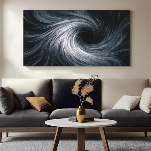 YISXINOAG Black White Abstract Wall Art Modern Spiral Painting 24"X48" - color: black white, size: 48"L x 24"W
