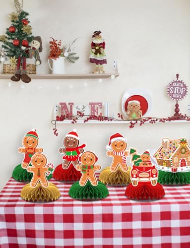 Gingerbread Centerpieces for Tables, 9Pcs Christmas Table Decorations - style: Christmas