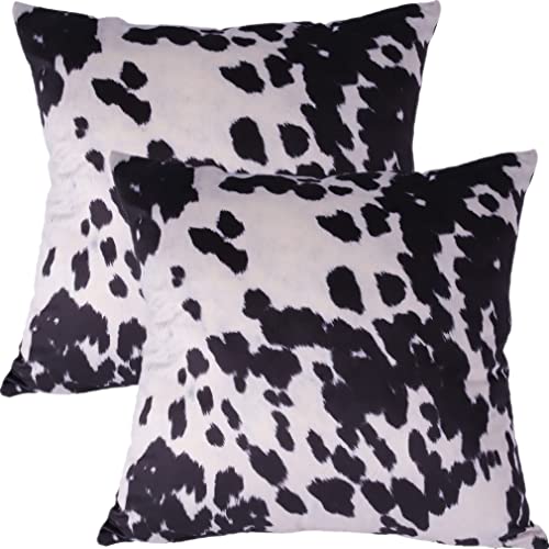 Black White Velvet Throw Pillow Covers Farm Decorative Cushion Cover - color: Black, size: 18" x 18" (Pack of 2)