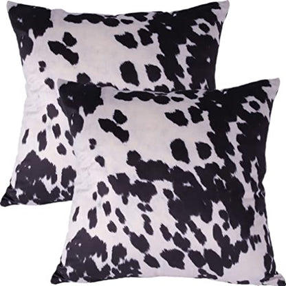 Black White Velvet Throw Pillow Covers 20x20 Animal Cow Print Pillows - color: Black, size: 20" x 20" (Pack of 2)