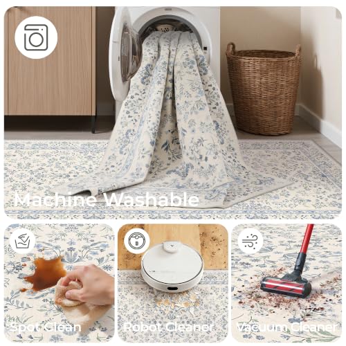 2x3 Kitchen Rugs Floral Small Washable Entryway Rug, Light Blue - color: Blue, size: 2' x 3' (Rectangular)