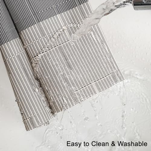 Placemats Set of 4, Vinyl Woven Heat-Resistant Place Mats - color: Beige Dark Gray, size: Set of 4