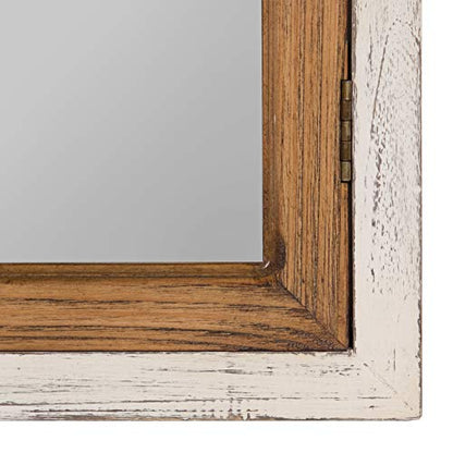 Kate and Laurel Boldmere Large Traditional Wood Windowpane Arch Mirror, 28x44, Rustic Brown and White - color: White/Brown, size: 44"L x 28"W