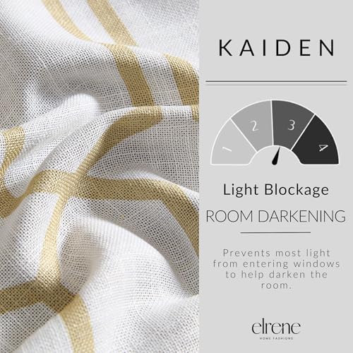 Threadmade Kaiden Geometric Room Darkening Window Curtain, Light Gold - 52" W x 95" L - color: Light Gold, size: 52"W x 95"L (Pack of 1)