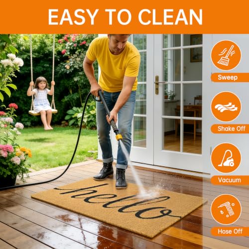 Front Door Mat Outside Non-Slip Welcome Doormat (Hello, 17x29 in) - color: Hello