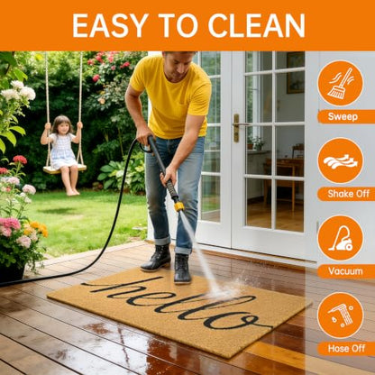 Front Door Mat Outside Non-Slip Welcome Doormat (Hello, 17x29 in) - color: Hello