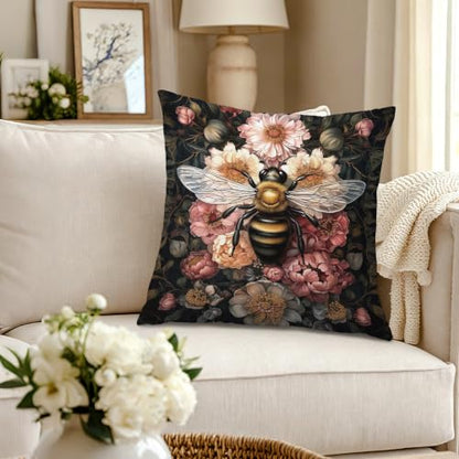 William Morris Inspired Floral Bumblebee 장식용 쿠션 커버 45.7x45.7cm - color: 색상 F