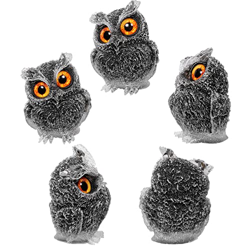 Jovivi 2.5" Black Obsidian Crystal Owl Statue Hand Carved Resin Figurines - color: Black Obsidian