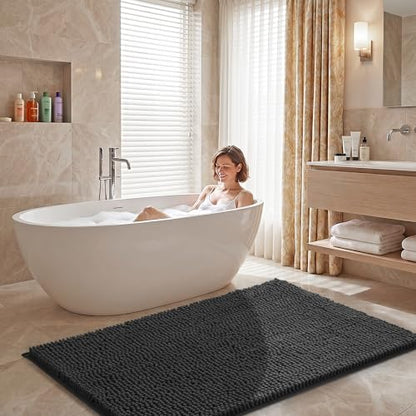 Amyracel Bathroom Rugs Mat 36x72, Thick Soft Quick Dry Absorbent - color: Black, size: 36" x 72"