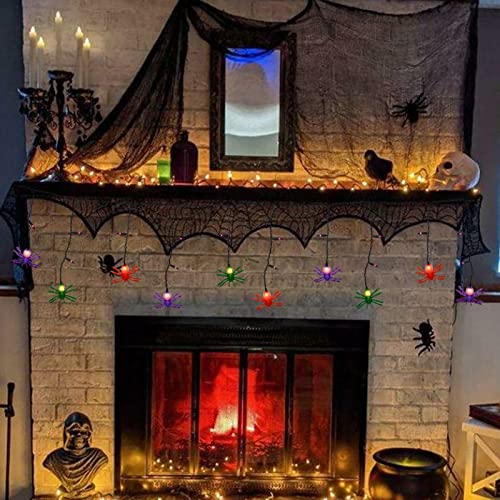 7FT Halloween Spider Curtain String Lights Plug-in 25 LED Decor - color: Spider Curtain Lights