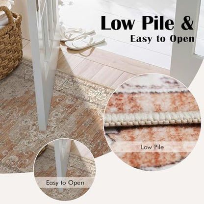 2x6 Washable Hallway Runner Rug - Non-Slip Throw Rugs Terracotta Beige - color: Brick/Terracotta, size: 2' x 6' (Rectangular)