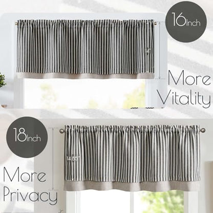 jinchan Stripe Linen Kitchen Valance Curtain, 50x16, 1 Panel, Black - color: Boxter Striped | Black on Linen, size: 50"W x 16"L (Pack of 1)