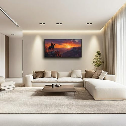 Trulave Framed Large Western Cowboy Wall Art for Living Room 60''x30'' - color: Western Cowboy, size: 60"L x 30"W