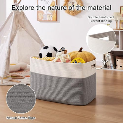 OIAHOMY 108L Extra Large Blanket Basket Dog Toy Basket Grey/White - color: Grey/White