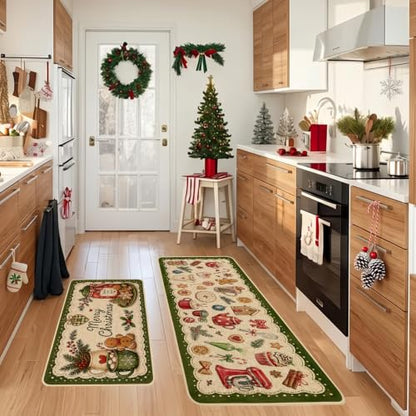 Baccessor Christmas Kitchen Rugs Set of 2 Gingerbread 17x29 and 17x47 Inch - color: Gingerbread Man