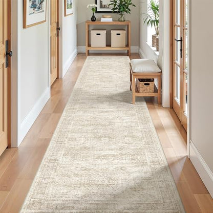 2x10 Runner Rug Non Slip,Washable Hallway Runner Rug,Beige - color: Beige/Ivory, size: 2' x 10' (Runner)