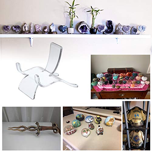 Hipiwe 10 Packs Acrylic Triangle Display Holder - Clear Plastic Display Easel Stands for Geodes Rock Mineral Agate Fossil Coral Small Collectibles Display Stands, Large - size: Large