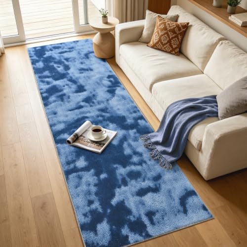 2x6 Tie-dye Dark Teal Runner Rug Washable Non-Slip for Kitchen Hallway - color: 20 Tie-dye Dark Teal, size: 2' x 6' (Runner)