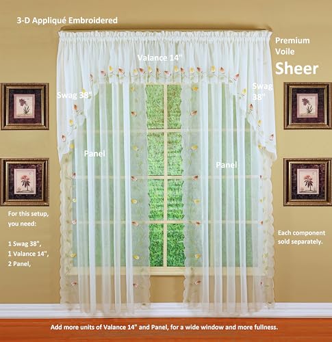 Today's Curtain,Vineyard 3-D Appliqué,Valance 14", Ecru, 60" W x 14" L - color: Ecru, size: 60"W x 14"L (Pack of 1)