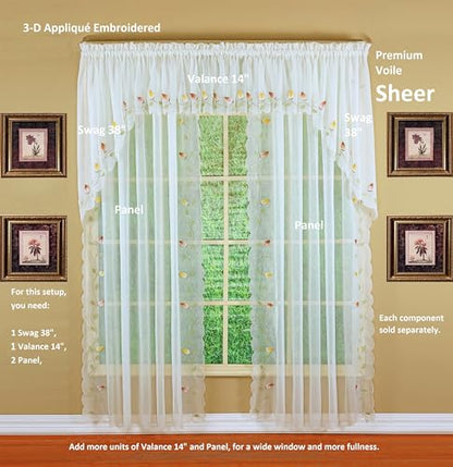Today's Curtain,Vineyard 3-D Appliqué,Valance 14", Ecru, 60" W x 14" L - color: Ecru, size: 60"W x 14"L (Pack of 1)
