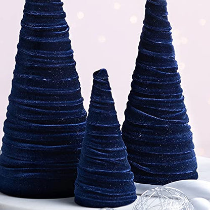 Your Heart's Content Velvet Trees Set of 3 Navy (Navy) - color: Navy