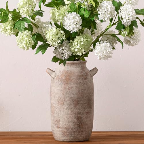 Large Flower Vase Home Decor - Tall Ceramic Farmhouse Rustic Table Vases with Handle Living Room Decoration Decorative Modern Pottery for Floor Kitchen Shelf Coffee Dining Desk Fireplace (12" Retro) - color: 12" Retro