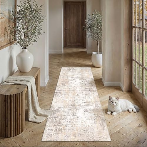 Washable Beige Grey Neutral Kitchen Runner Rug Set of 3 - color: Abstract | Beige Grey, size: 20"x32"+20"x48"+20"x59"