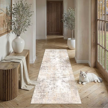 Washable Beige Grey Neutral Kitchen Runner Rug Set of 3 - color: Abstract | Beige Grey, size: 20"x32"+20"x48"+20"x59"