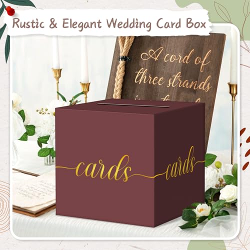 Elegant Maroon Graduation Card Box, Gold Foil Gift Card Box for Party - color: Z05 Maroon and Gold Foil