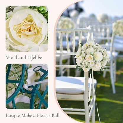 Flower Balls Centerpieces for Tables: White Silk Rose, 10Pcs - color: White, size: 10 PCS