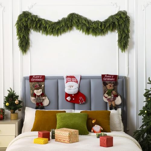 12Ft Christmas Garland,Real Touch Cedar Garland,Realistic Faux Pine Garland - size: 12FT
