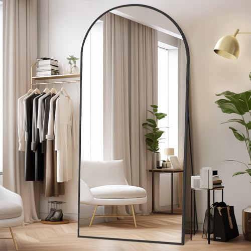 MELOMOIR 76"x34" Large Mirror Full Length, Arched Full Length Mirror with Stand, Large Floor Mirror Free Standing Mirror Full Length for Bedroom, Hanging Standing or Leaning Full Body Mirror, Black - color: Black, size: 76"L x 34"W