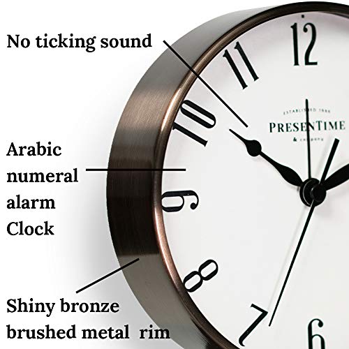 Presentime Lewis Mantel Alarm Clock - color: Bronze Finish, size: 5.5*5 inch