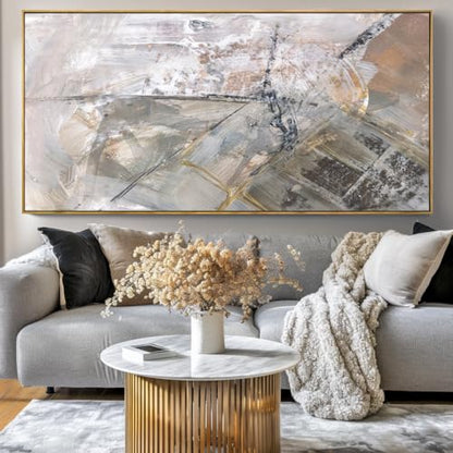 Wall Art Abstract Canvas Painting Gray 20"x40" 1pcs with Framed - color: Abstract10, size: 40"L x 20"W