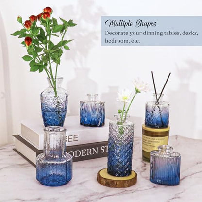 Set of 36 Glass Bud Vases Small Flower Vases for Centerpieces(Blue) - color: Blue