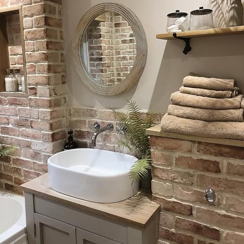 LOSOUR Round Mirror, Farmhouse Decor Solid Wood Frame Wall Circle Mirror, Decorative Mirrors for Bathroom Over Sink, Living Room, Entryway,Bedroom, Entryway, Hallway,Foyer (1, Brown, 24" L x 24" W) - color: Brown