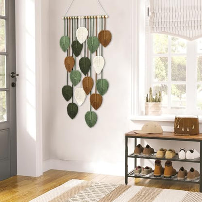 Vertical Macrame Wall Hanging Boho Home Decor Long Narrow Chic Wall Art - color: 16.5"W x 37.5"L