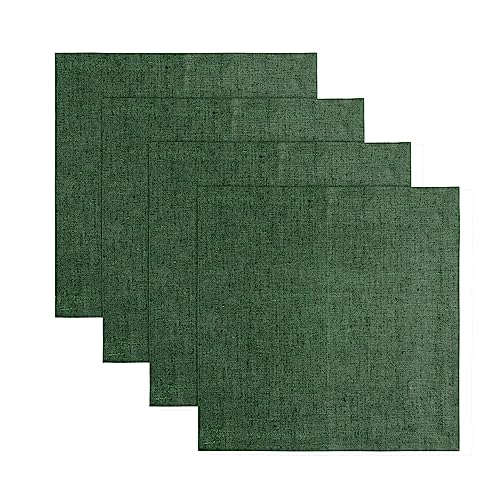 Solino Home 100% 순수 리넨 플레이스 매트 그린, 아테나 35.6 x 35.6cm(14 x 14인치), 4개 세트 - color: 26: 포레스트 그린, size: 14" X 14" (Set of 4)