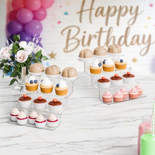 Yieach 4 Tier Clear Acrylic Display Risers,9 Inch Large Perfume Organizer,Colonge Stand and Cupcake Risers,Acrylic Tiered Display Stand for Figure,Funko Pop,Food,Candle,Fragrance Display,Cologne Shelf - size: 2.8 In Width-4 Tier
