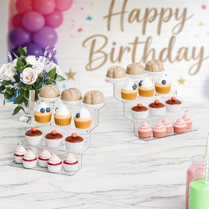 Yieach 4 Tier Clear Acrylic Display Risers,9 Inch Large Perfume Organizer,Colonge Stand and Cupcake Risers,Acrylic Tiered Display Stand for Figure,Funko Pop,Food,Candle,Fragrance Display,Cologne Shelf - size: 2.8 In Width-4 Tier