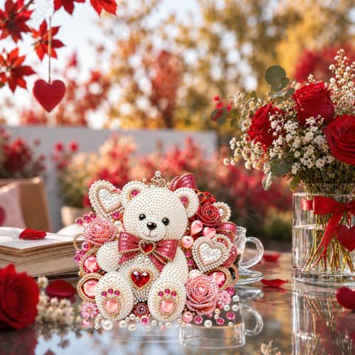 Yunzlly Stand Up Diamond Art Painting Kit, Desktop Gem Painting Ornament Kit for Adults, Tabletop Acrylic Diamond Board Painting (Bear) - color: Bear